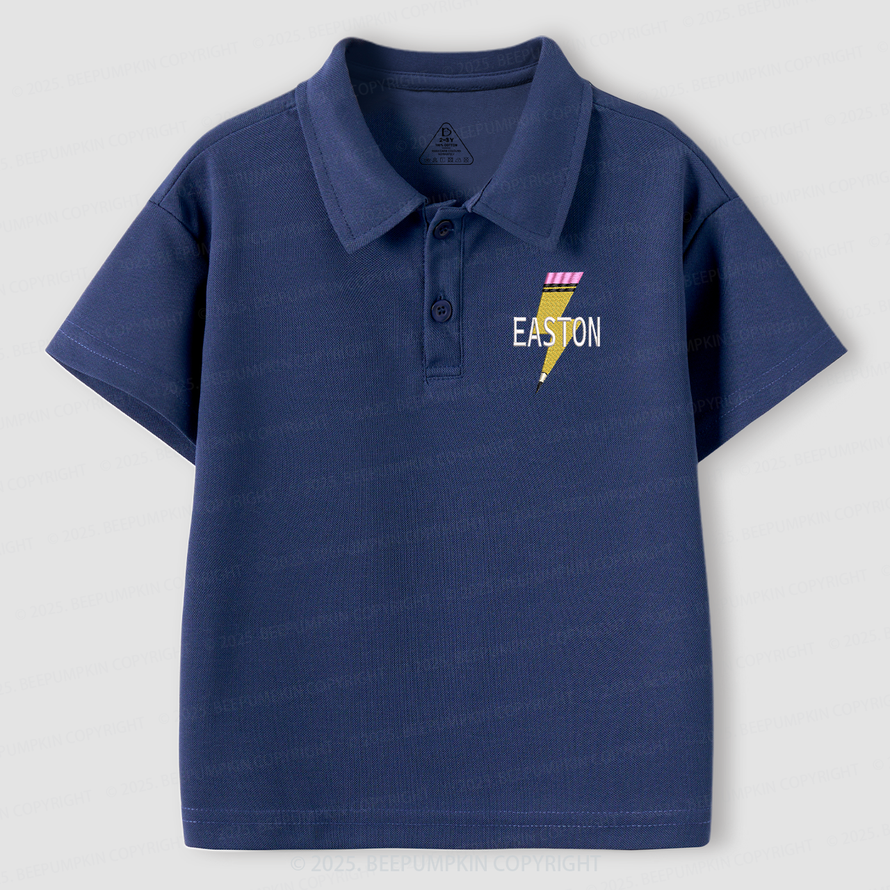 Personalized Embroidered Lightning Pencil Name Toddler&Kid's Polo Shirt Beepumpkin