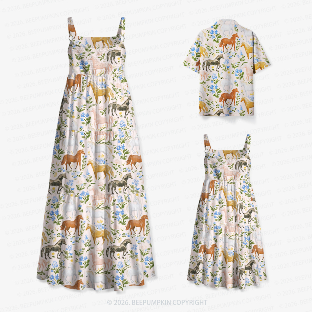 Wildflower Pony Garden Mom&Kids Summer Matching All-Over Print Outfits