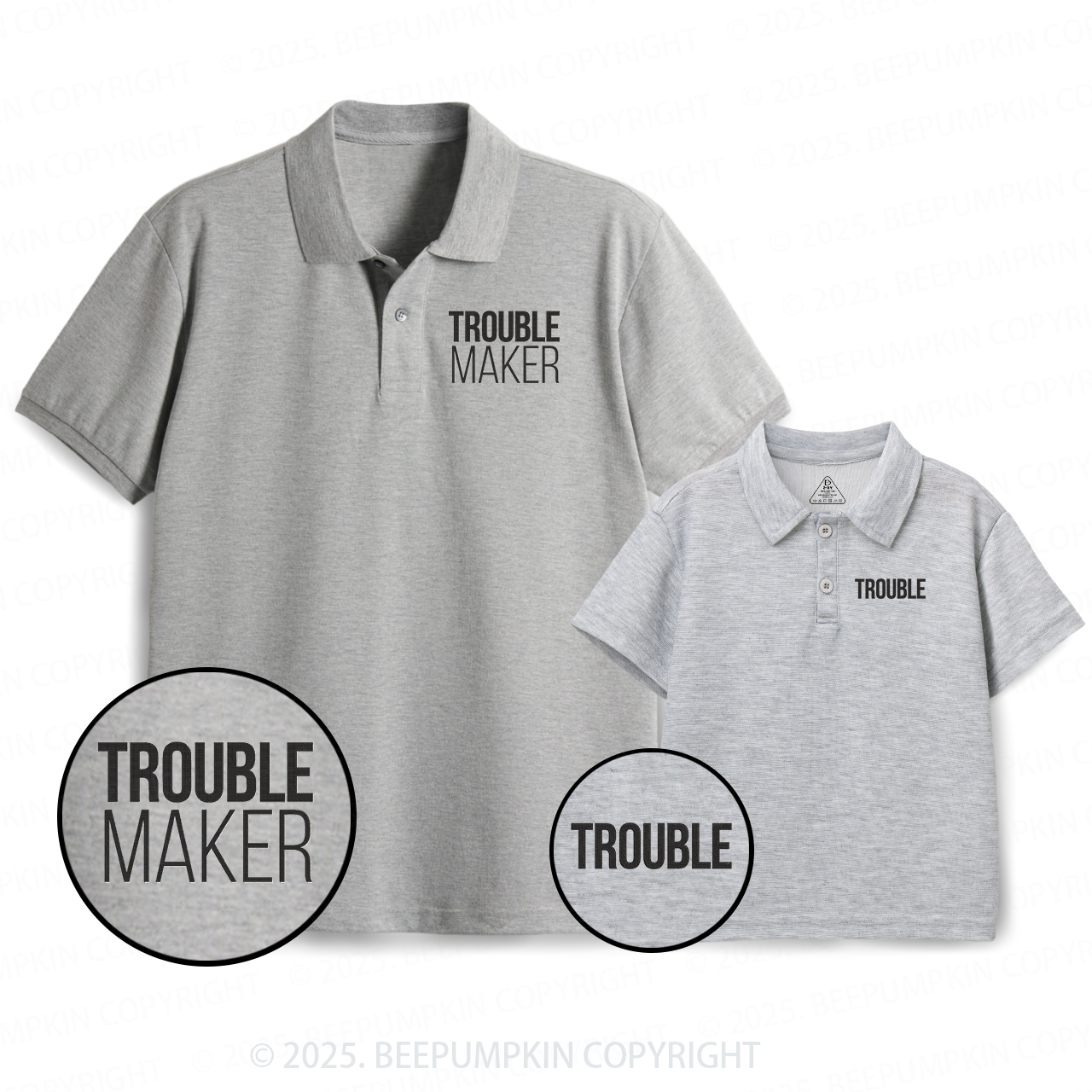 Embroidery Trouble Maker Dad&Me Matching Polo Shirt Beepumpkin