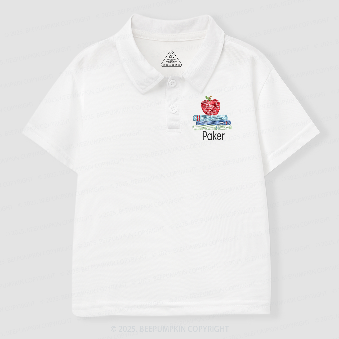 Personalized Embroidered Apple Book Name Toddler&Kid's Polo Shirt Beepumpkin