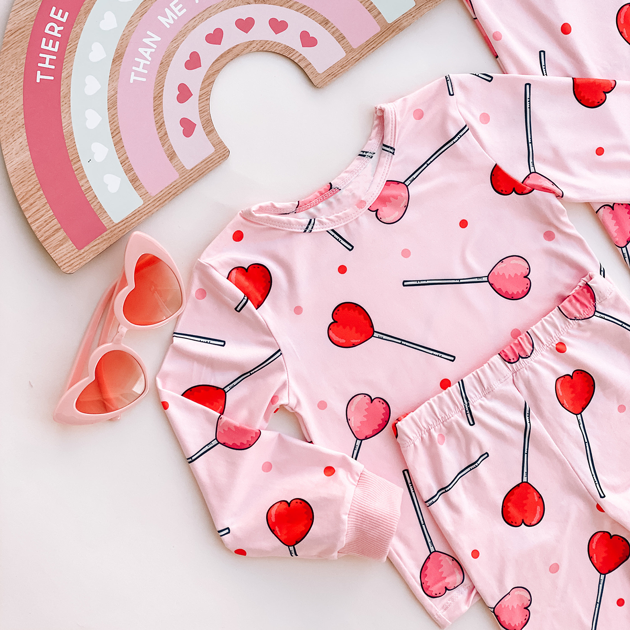 Heart Shaped Lollipop Valentine's Day Pajamas