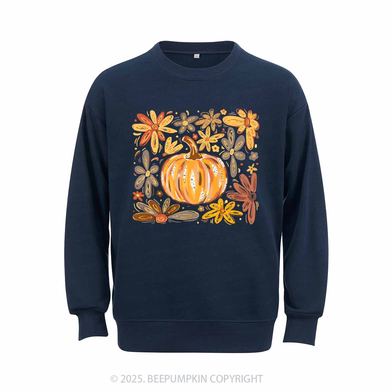 Glitter Boho Fall Floral Pumpkin Sweatshirt Beepumpkin