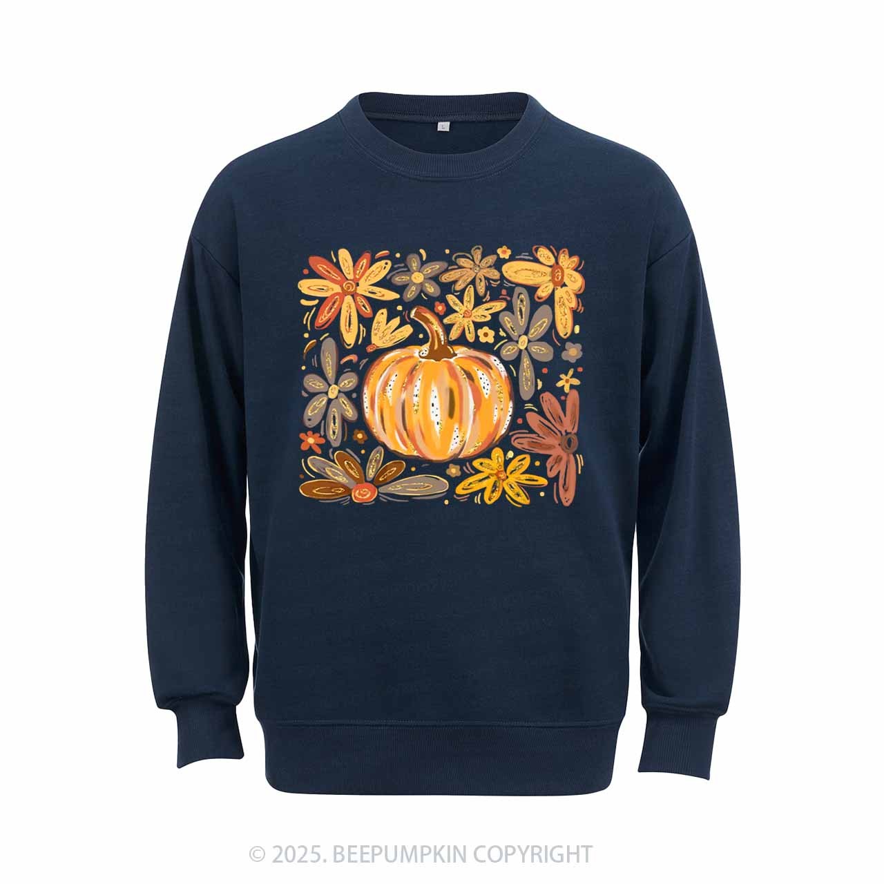 Glitter Boho Fall Floral Pumpkin Sweatshirt Beepumpkin