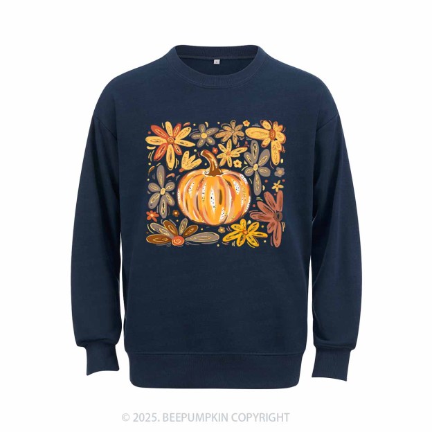 Glitter Boho Fall Floral Pumpkin Sweatshirt Beepumpkin