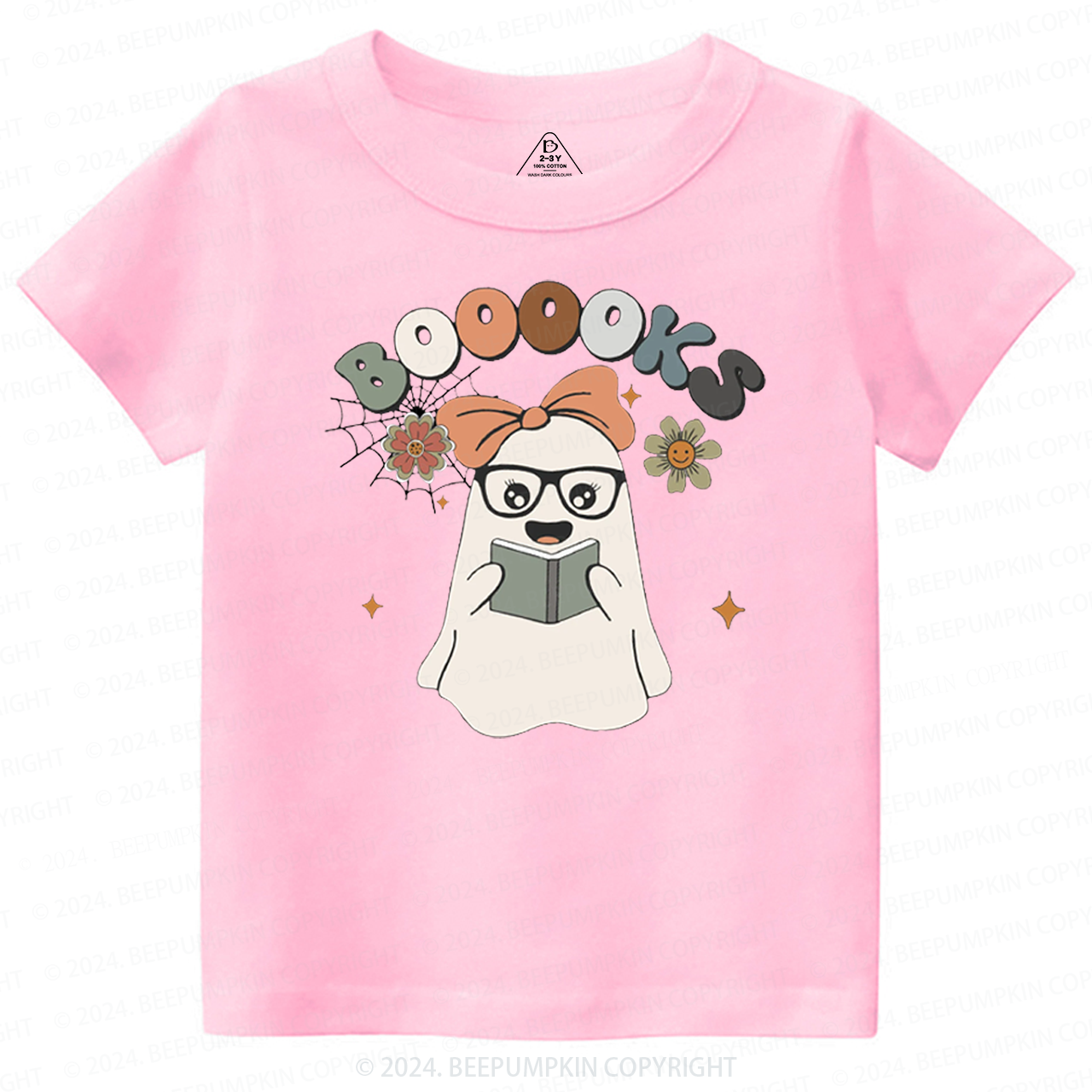 Girl Boooks Cute Ghost Halloween Toddler&Kids Tees 