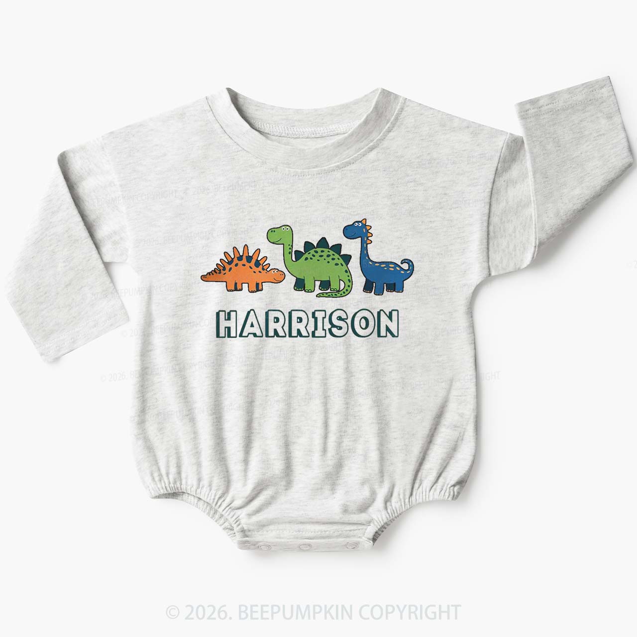 Personalized Cute Dinosaur Name Baby Bubble Romper