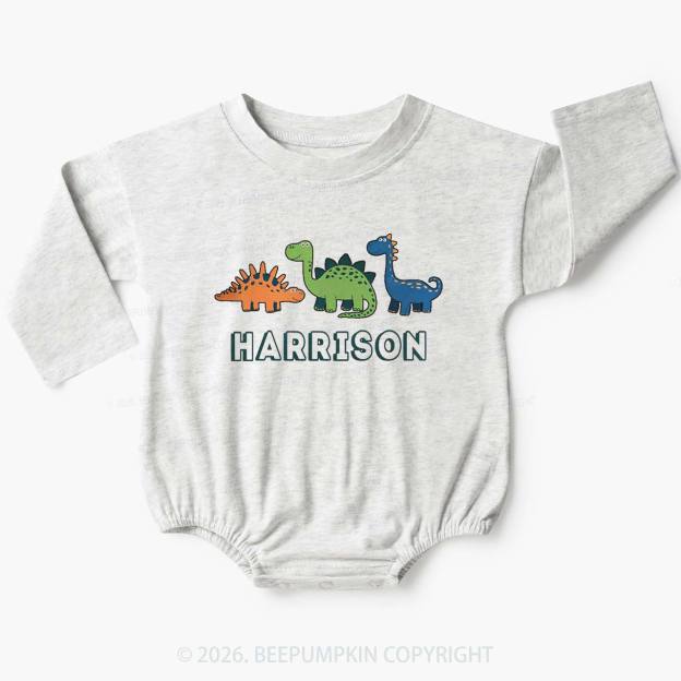 Personalized Cute Dinosaur Name Baby Bubble Romper