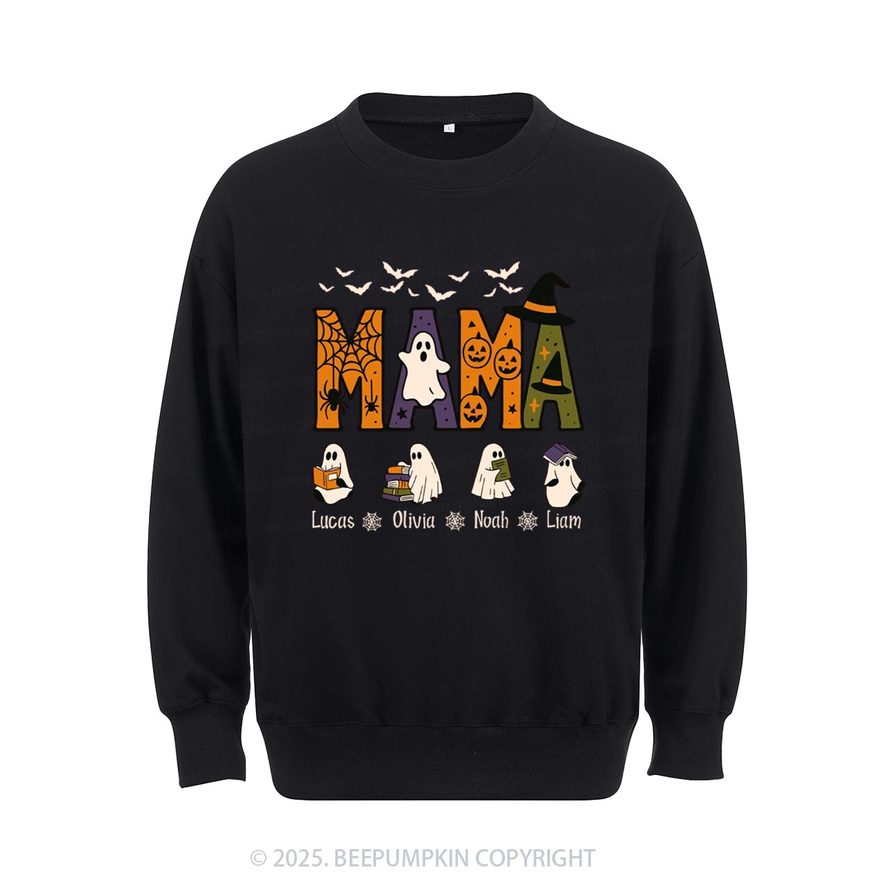 Personalized Mimi And Little Ghost Halloween Sweatshirt Beepumpkin