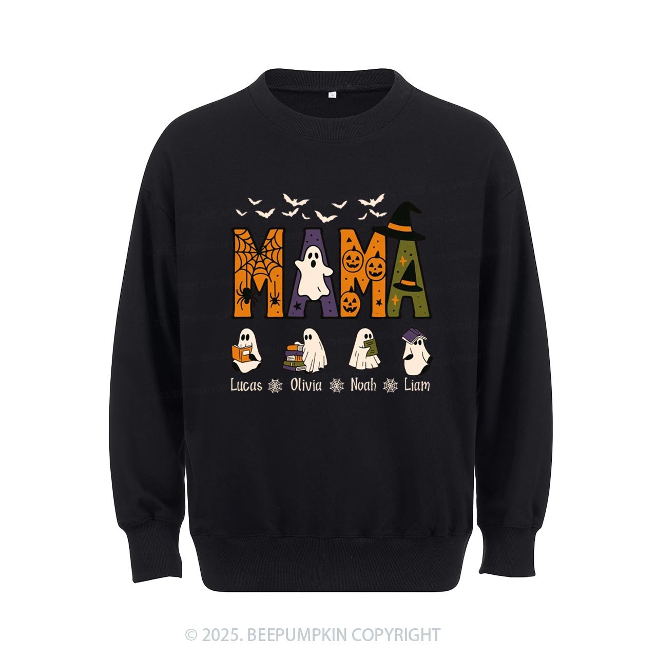 Personalized Mimi And Little Ghost Halloween Sweatshirt Beepumpkin