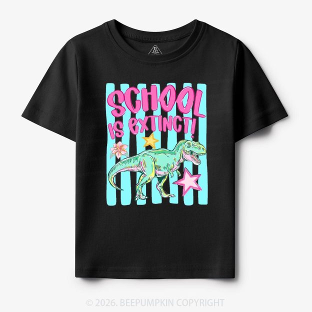 Retro Dinosaur School Is Extinct Last Day Of School Toddler&Kids Shirts
