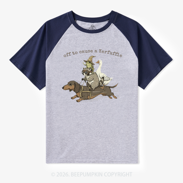 Off to Cause a Kerfuffle – Adventure Crew Raglan T-Shirt