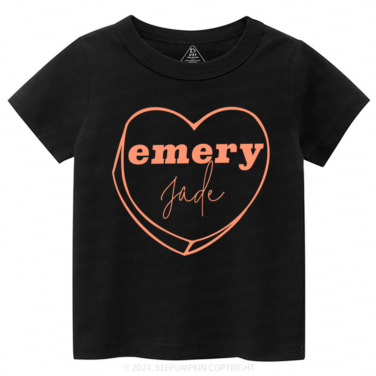 Personalized Valentine Graphic Heart Toddler&Kids Tees Beepumpkin