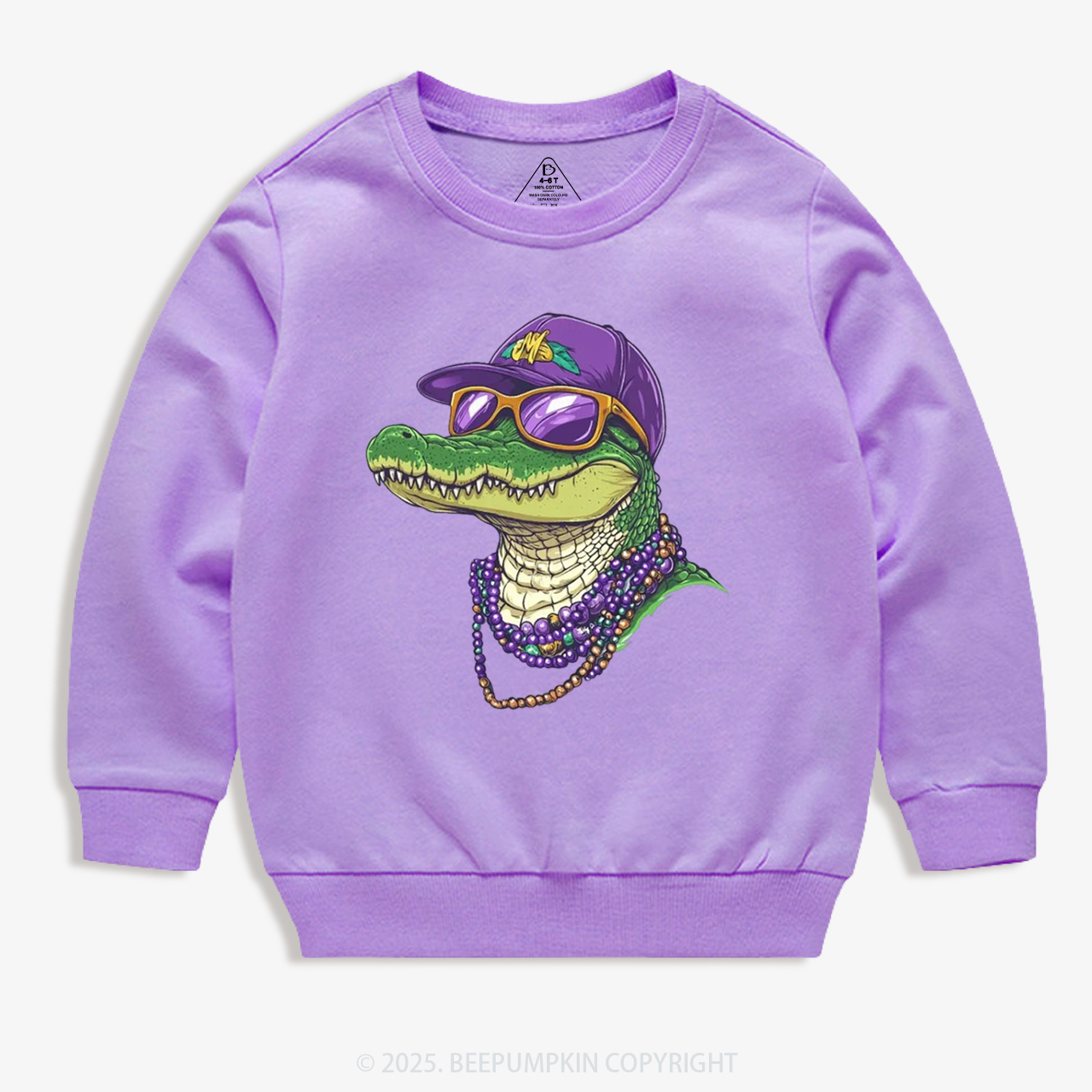 Alligator Mardi Gras Kid's Sweatshirt