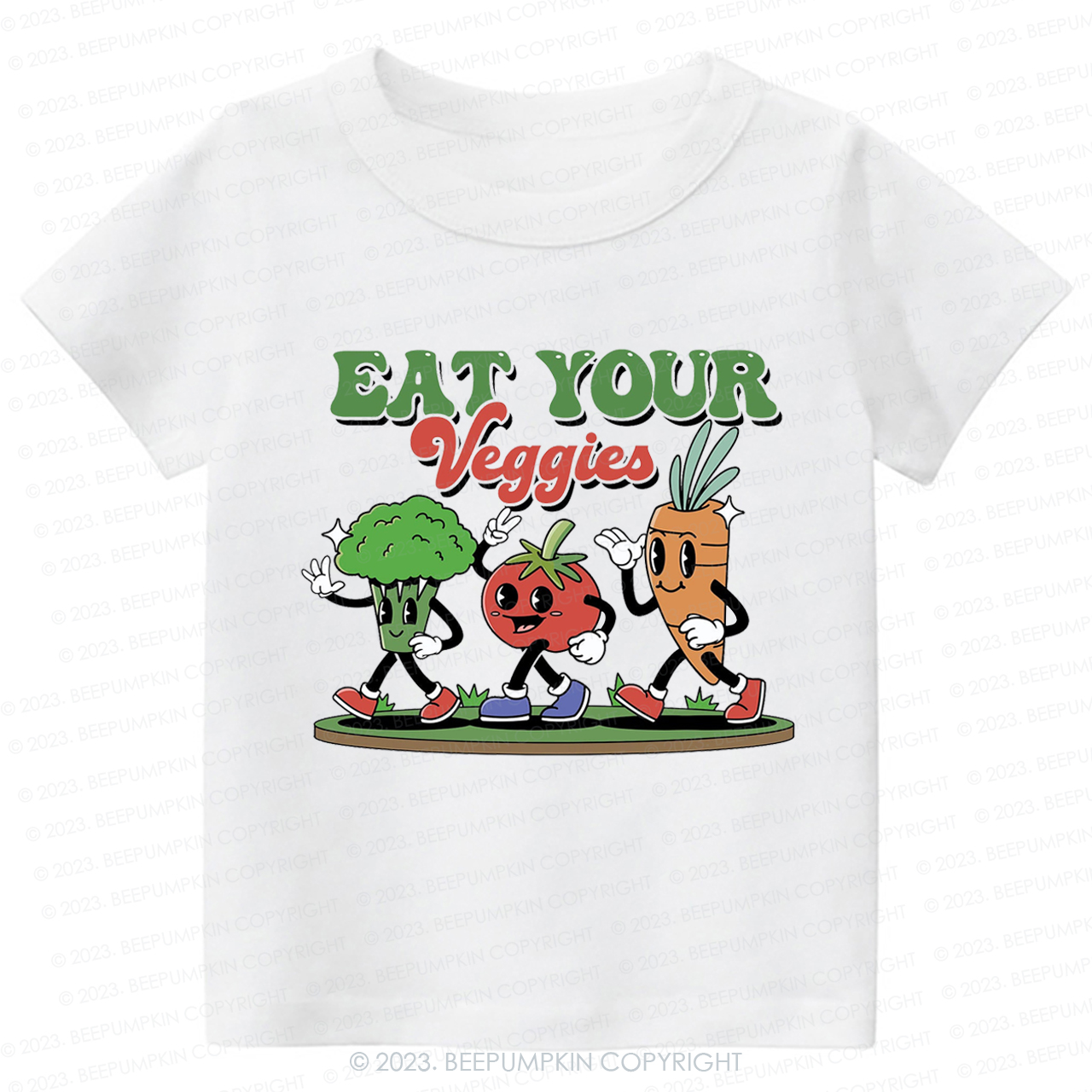 Retro Boho Eat Your Veggies Kids Shirt