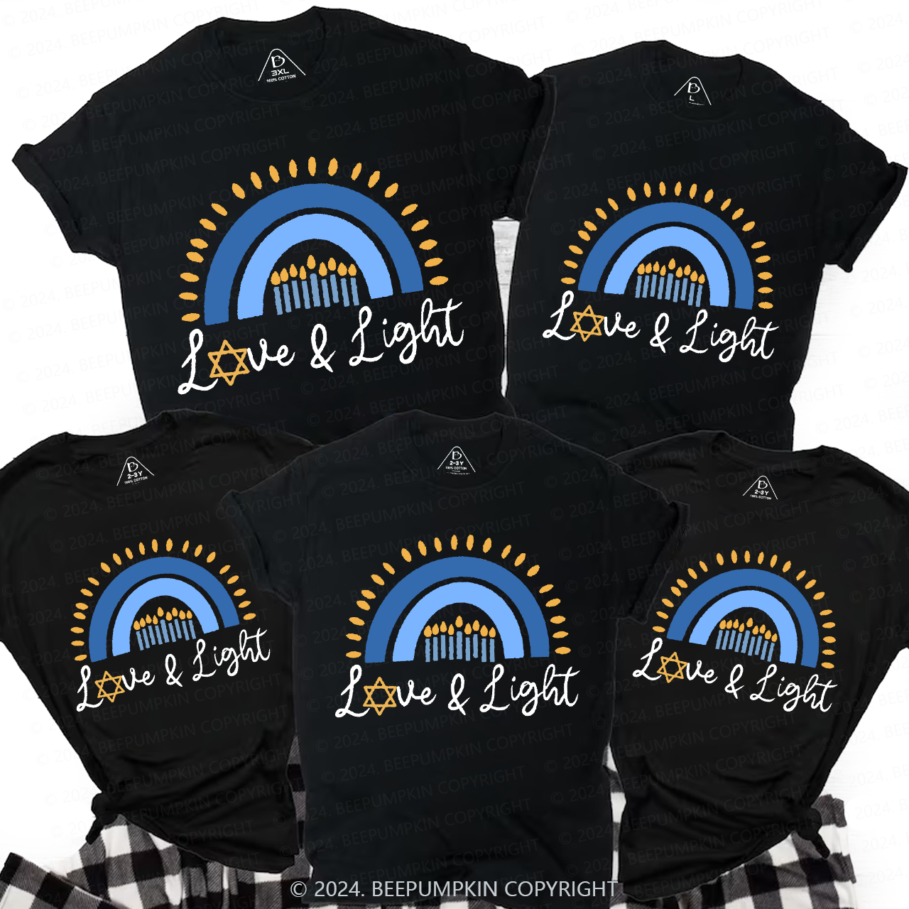 Love & Light Hanukkah Candlelight Rainbow Family T-Shirts Beepumpkin