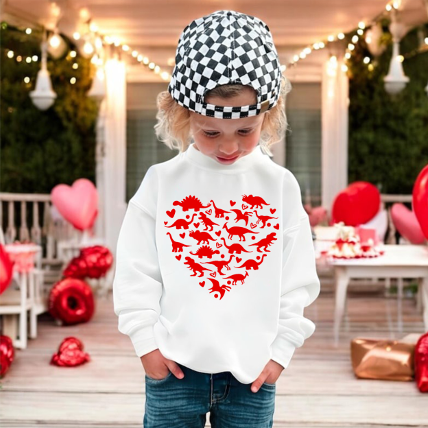 Dinosaur Valentine's Day Kid's Sweatshirt
