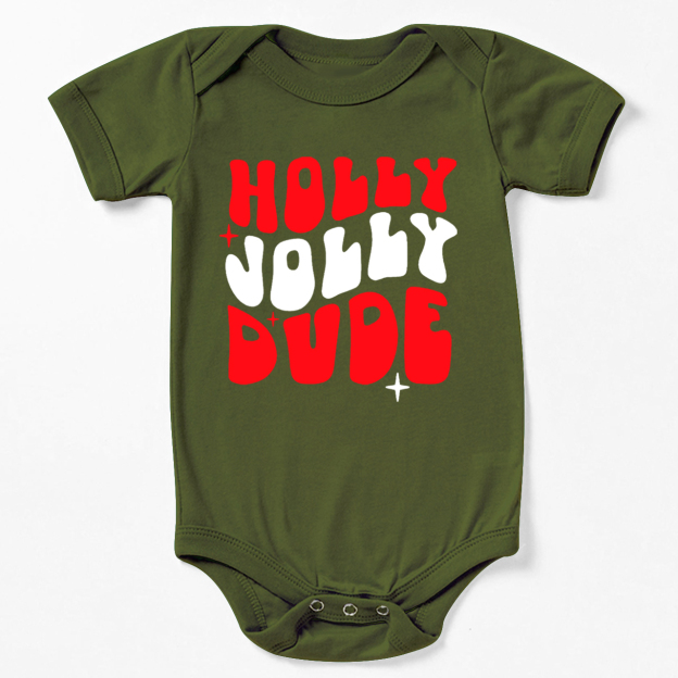 Holly Jolly Dude Christmas Bodysuit For Baby