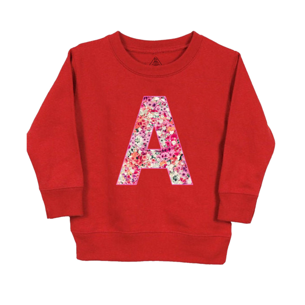 Personalized Cute Floral Initial Kids Sweatshirt