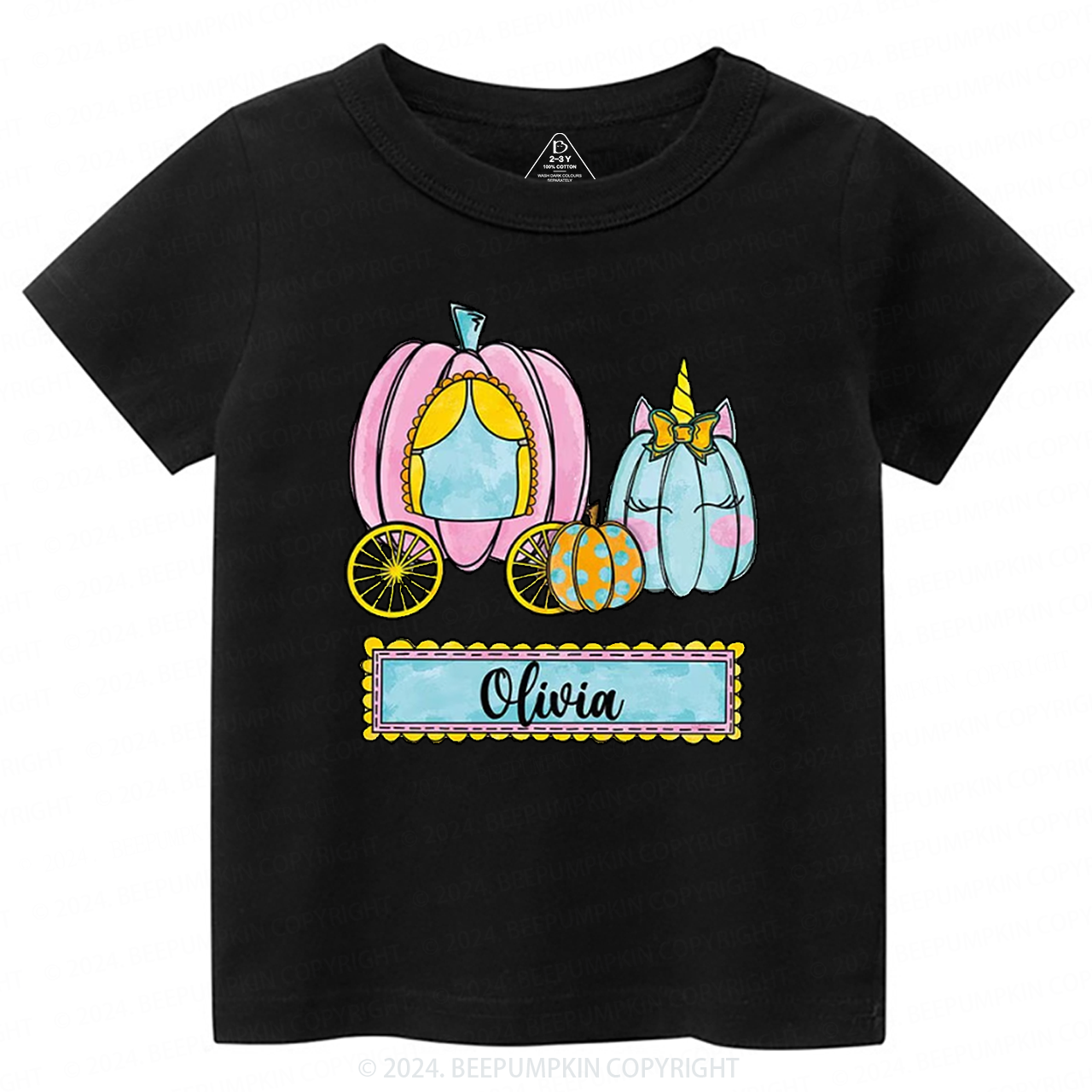 Personalized Halloween Pumpkin Name Toddler&Kids Tees 
