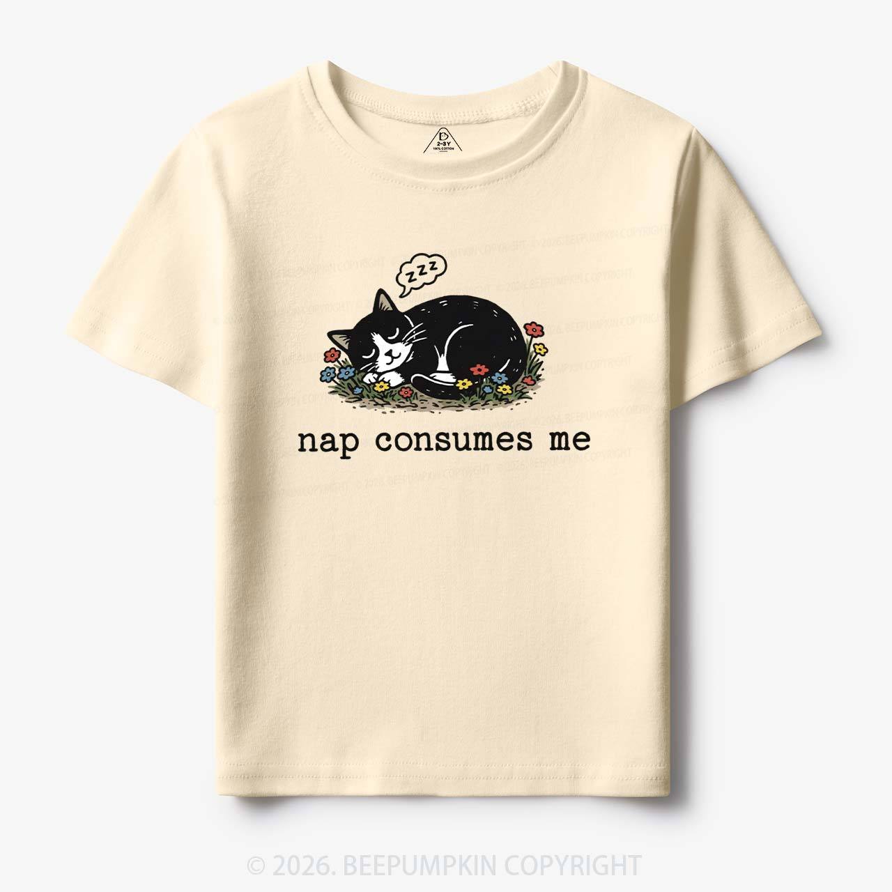 Funny Cat Meme Nap Consumes Me Toddler&Kid's Tees