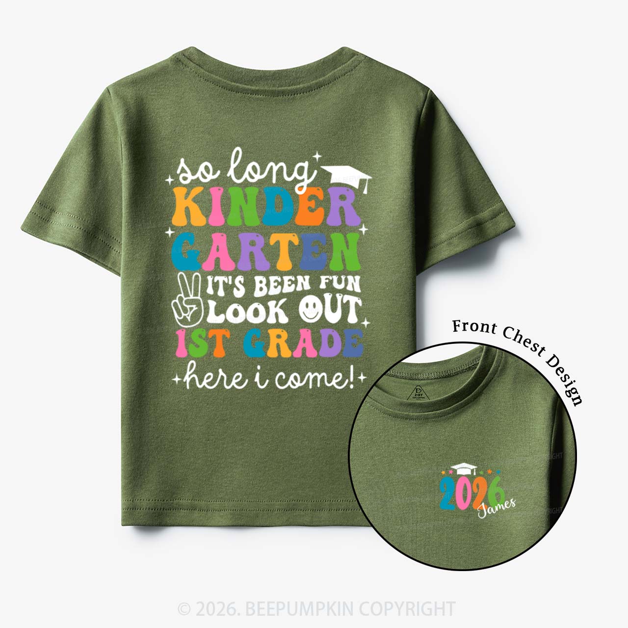 Personalized Name So Long Kindergarten Hello 1st Grade Toddler&Kid's Tees