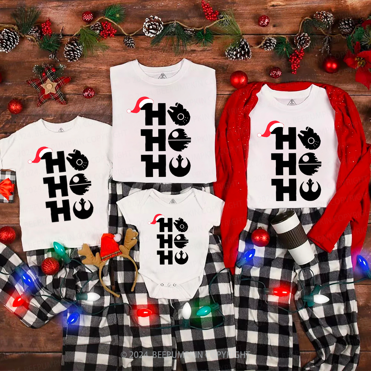Retro Ho Ho Ho Christmas Matching T-Shirts