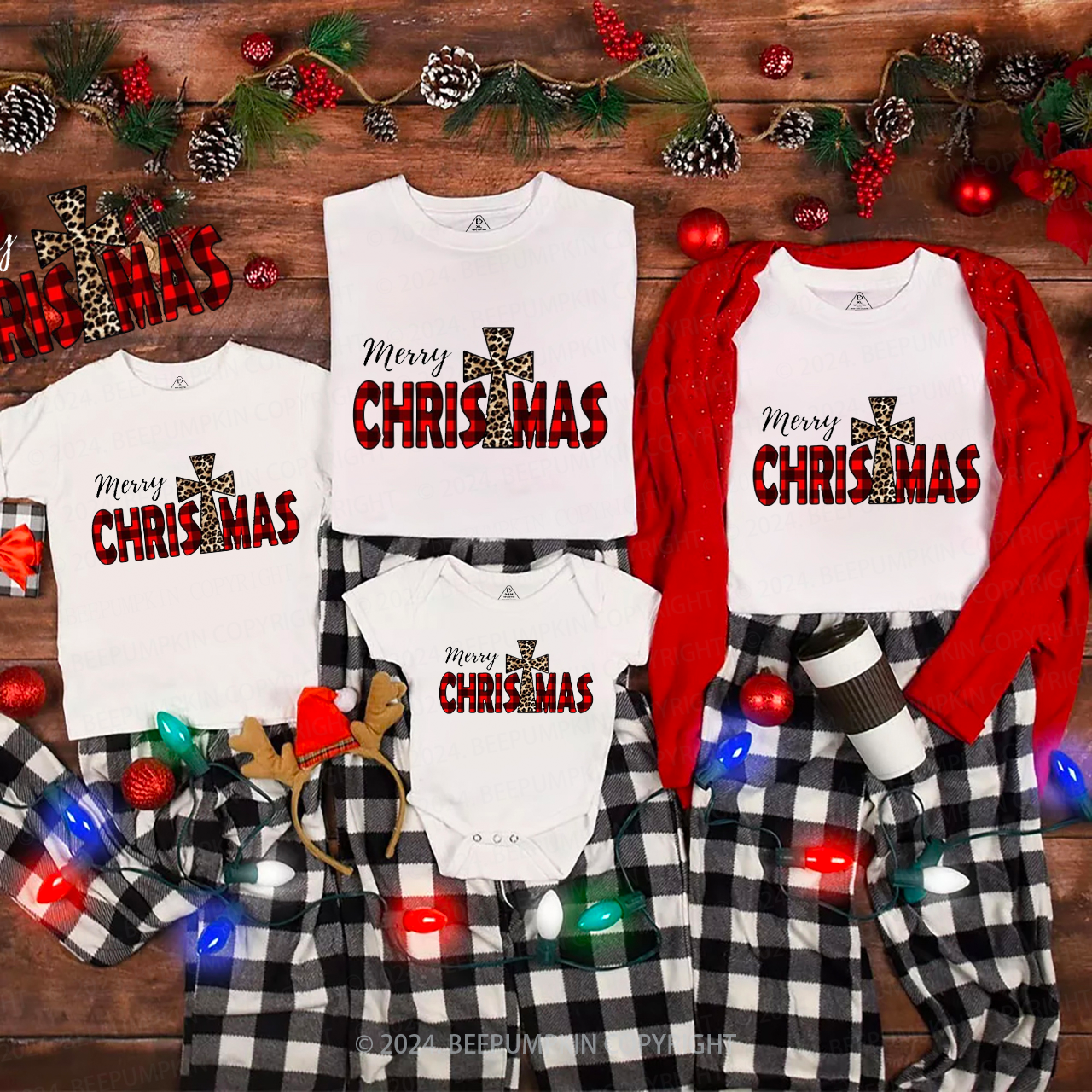 Christmas Buffalo Plaid Merry Christmas Matching T-Shirts