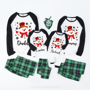 Image of Personalized Happy Snowman Christmas Family Matching Pajama Set Beepumpkin