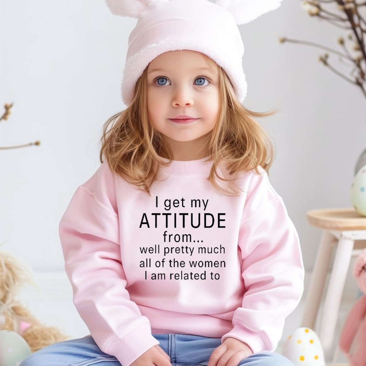 I Get My Attitude From Pretty Much All Of The Women I Am Related To Kids Sweatshirt