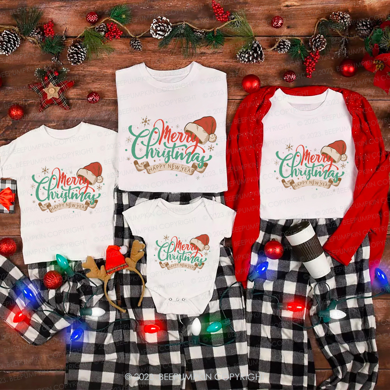 Christmas Happy New Year Family Matching Shirts Beepumpkin