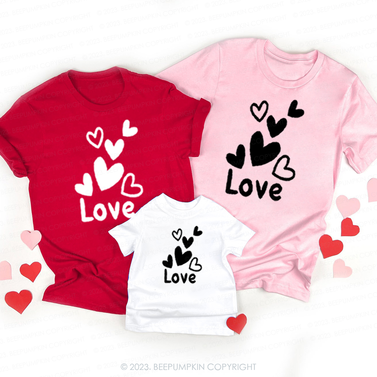 Floating Hearts Matching Valentine��s Shirts