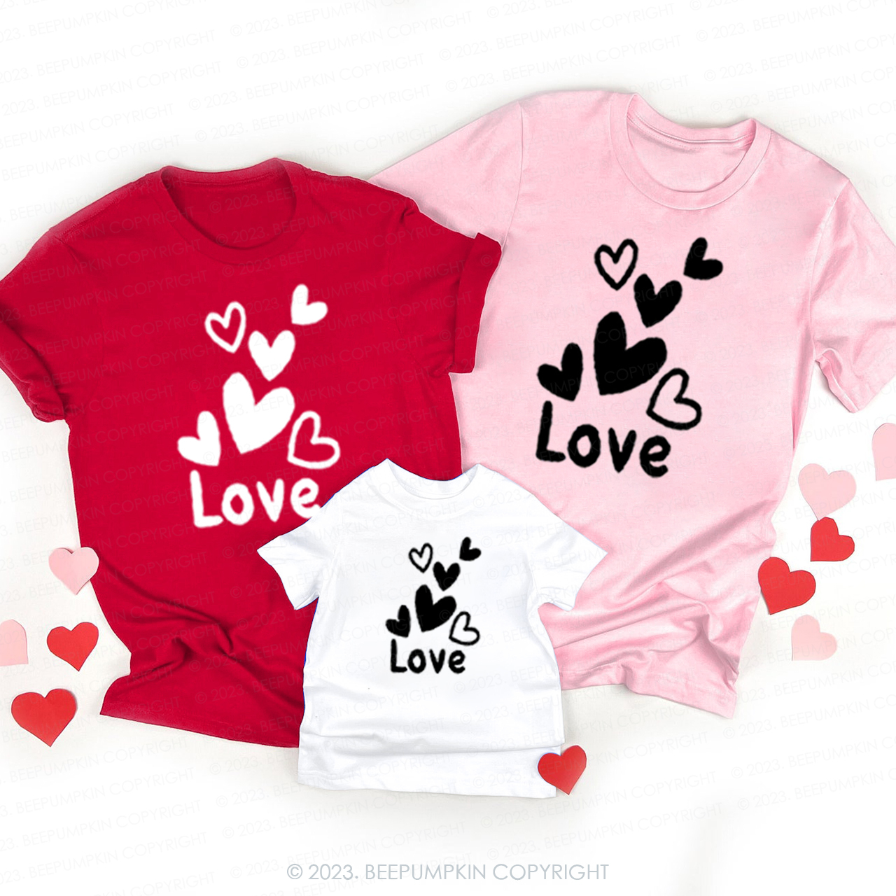 Floating Hearts Matching Valentine��s Shirts