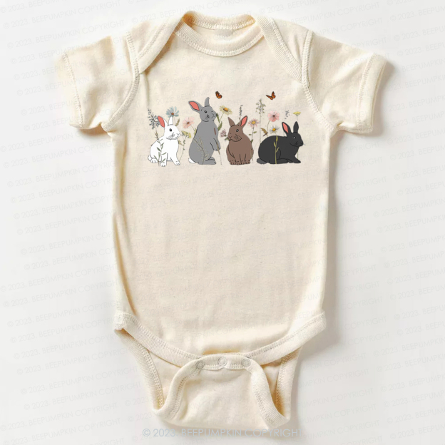 Floral Butterfly Bunny Easter Bodysuit For Baby