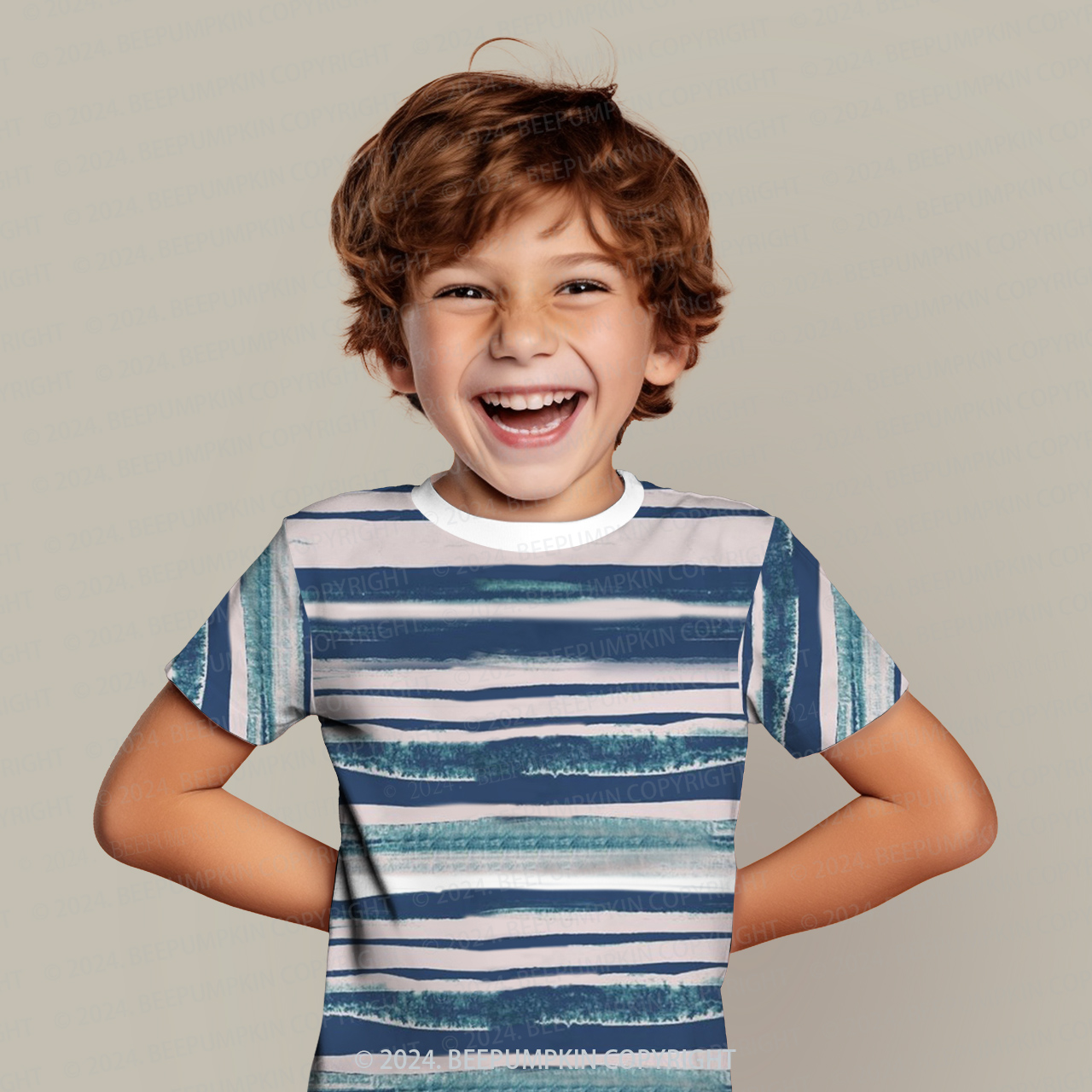 Watercolor Gradient Stripes All Over Print Kids Tees 