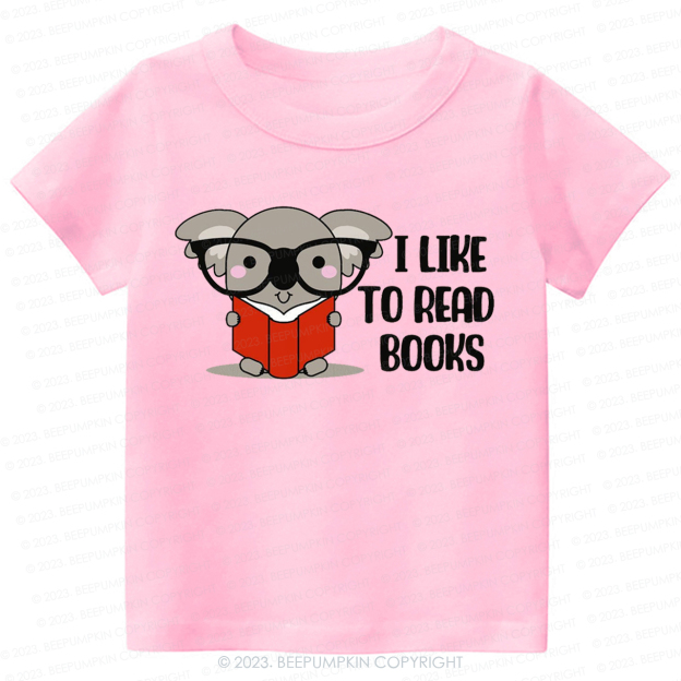 I Like To Read Books Elephant Kids Shirt