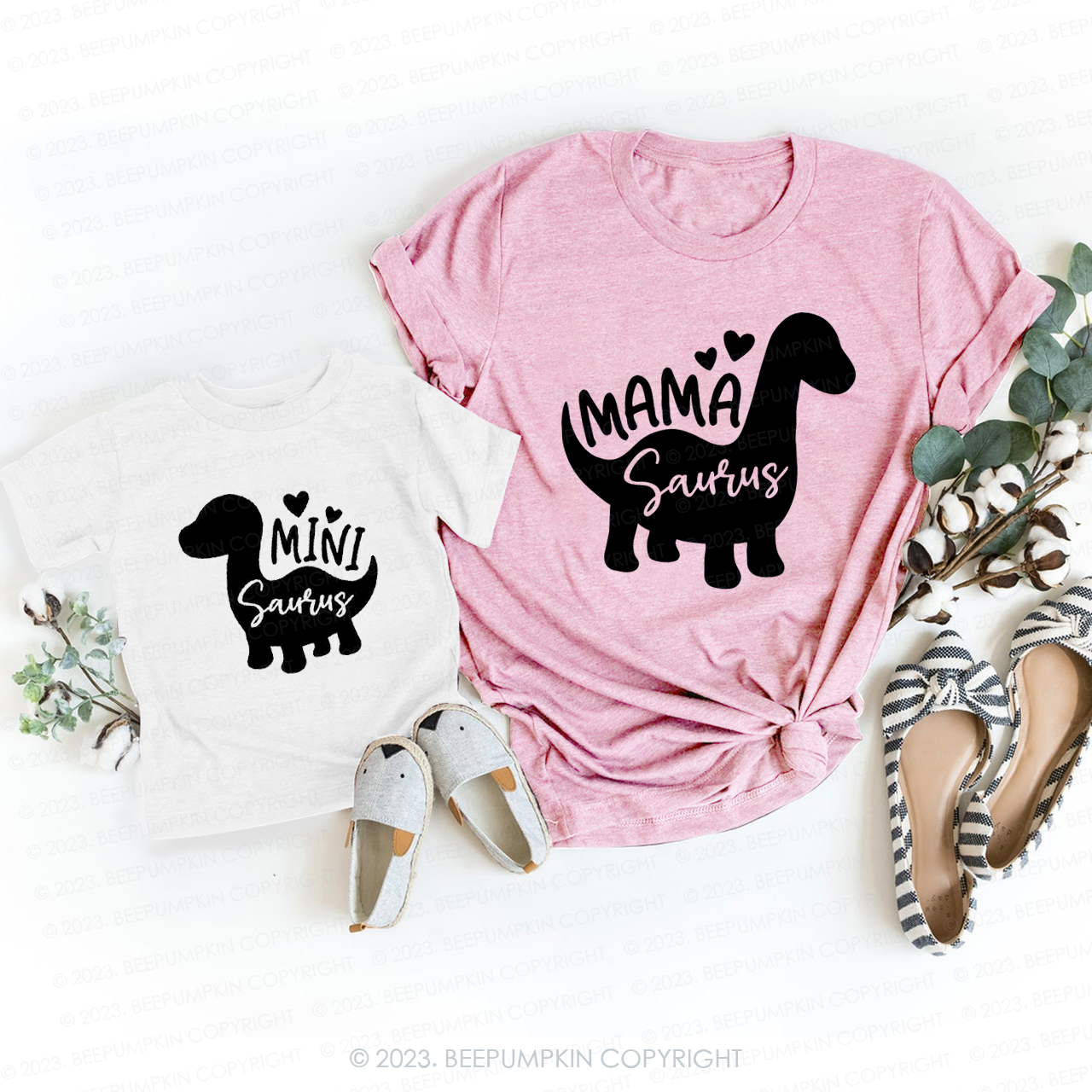 Dinosaur Silhouette T-Shirts For Mom&Me