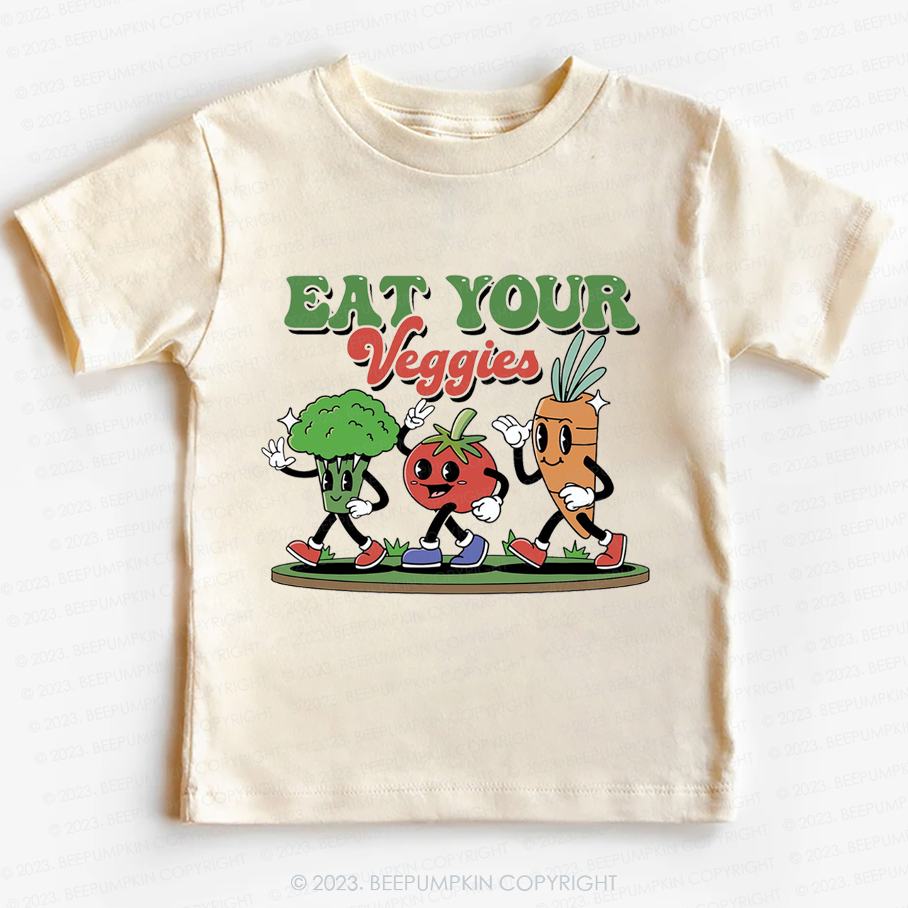 Retro Boho Eat Your Veggies Kids Shirt