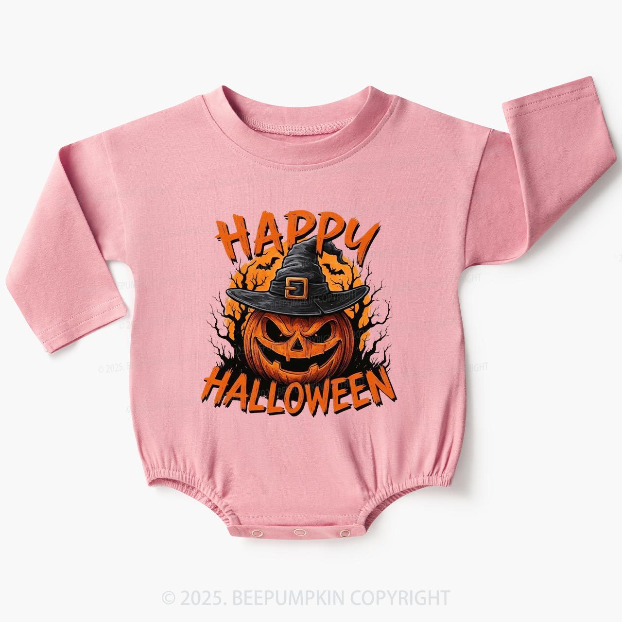 Happy Halloween Baby Bubble Romper Beepumpkin