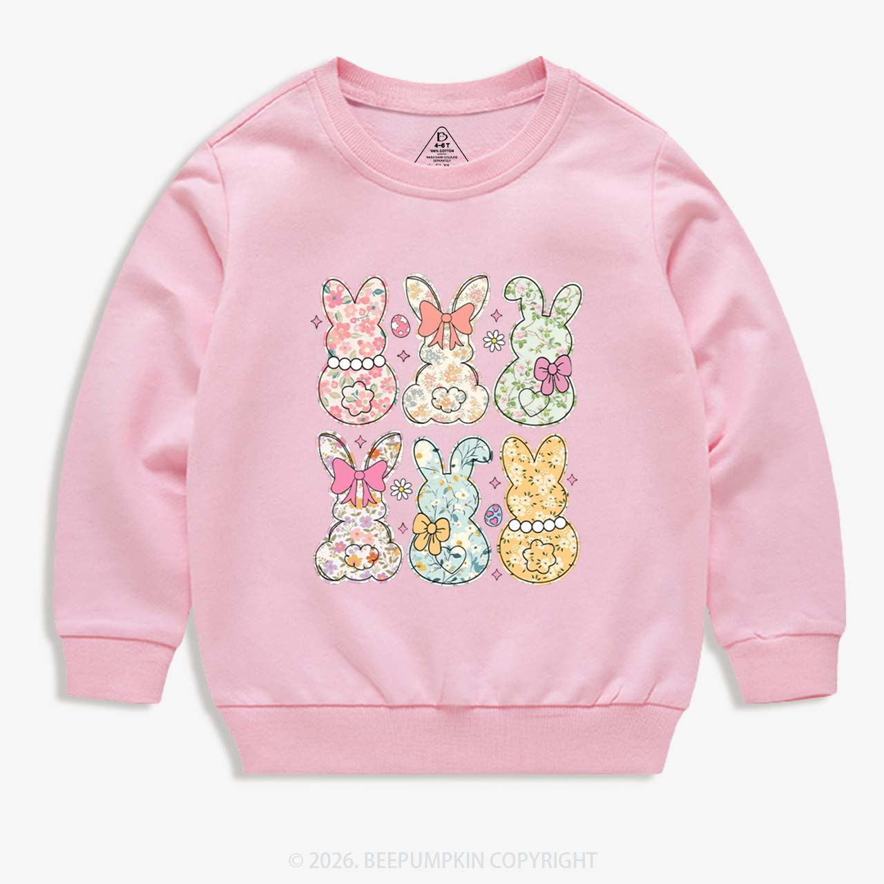 Vintage Spring Floral Bunny Bows Kid's Sweatshirt