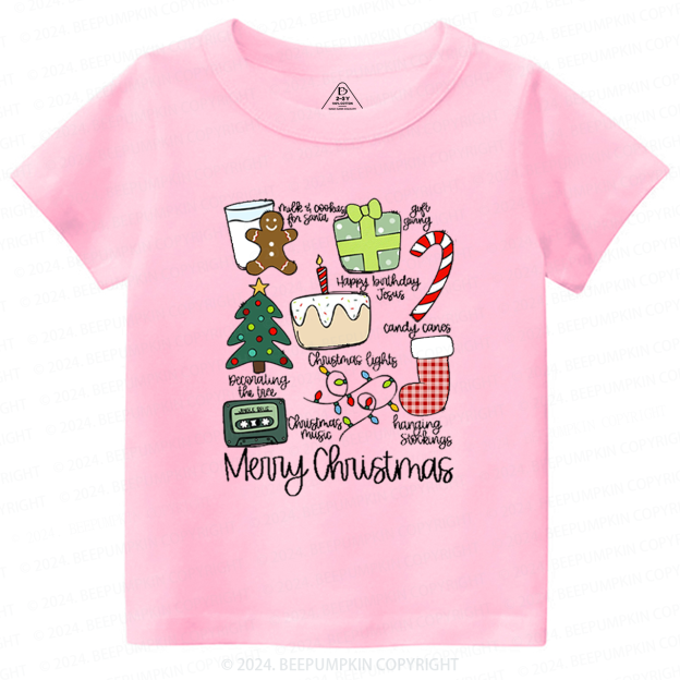 Merry Christmas Retro Holiday Toddler&Kids Tees 