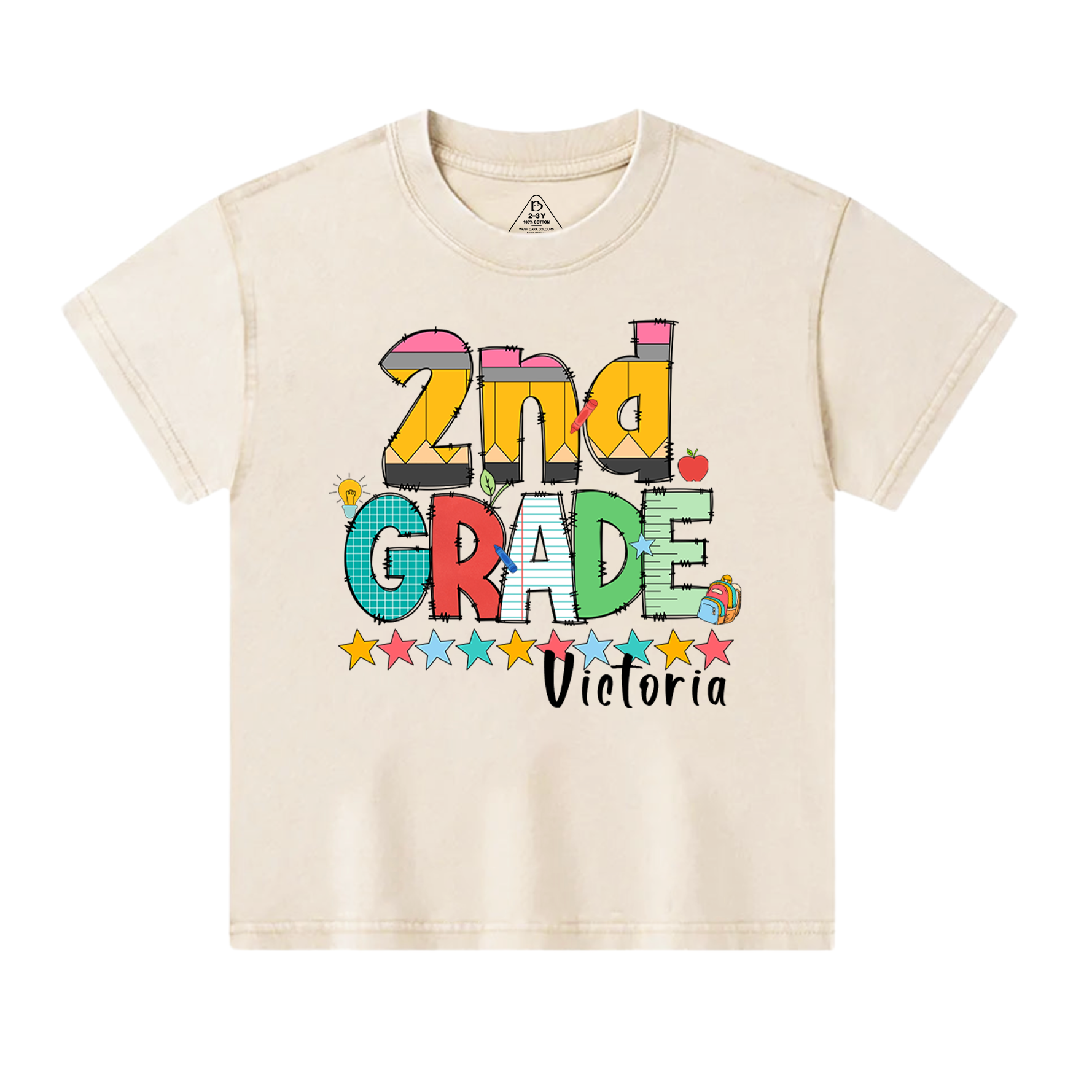 Personalized Pencil Letter Grade Toddler&Kids Washed Tees