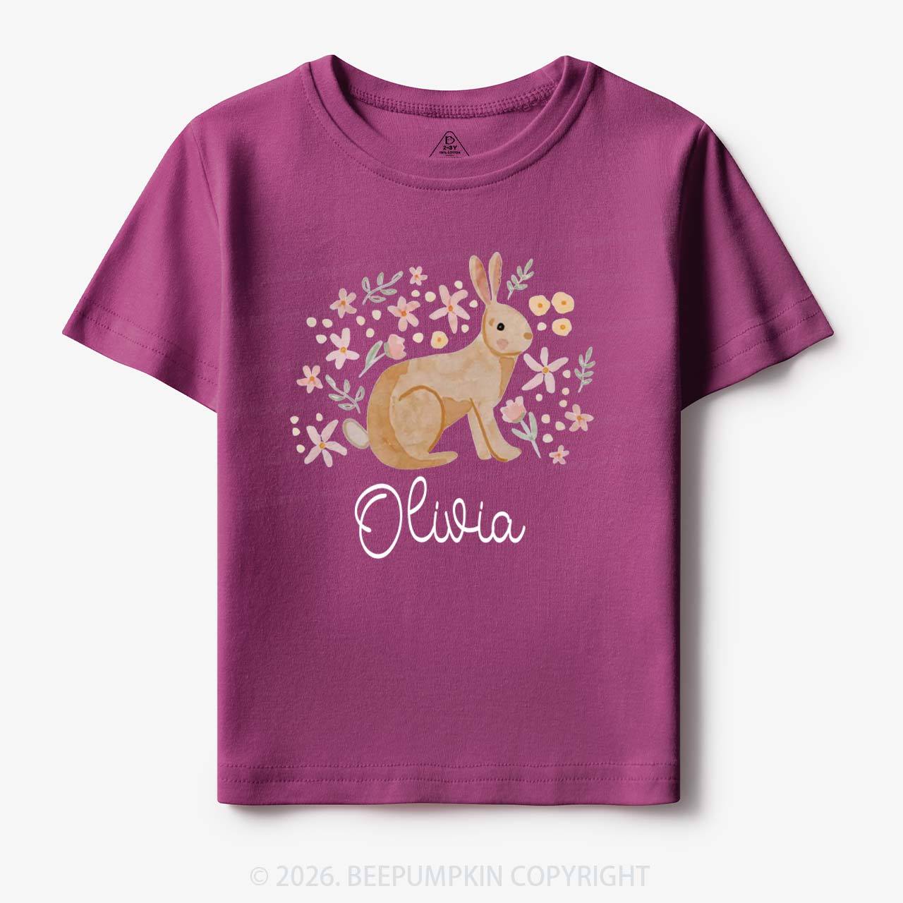 Personalized Watercolor Bunny Blooms Toddler&Kid's Tees