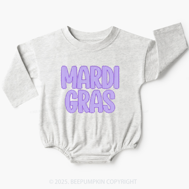 Purple Seersucker Mardi Gras Baby Bubble Romper Beepumpkin