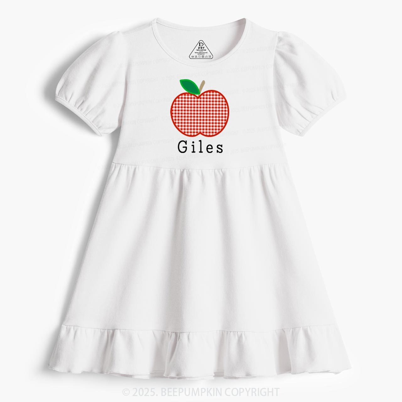 Personalized Happy School Vibes Toddler&Kid's Ruffle Dress Beepumpkin 