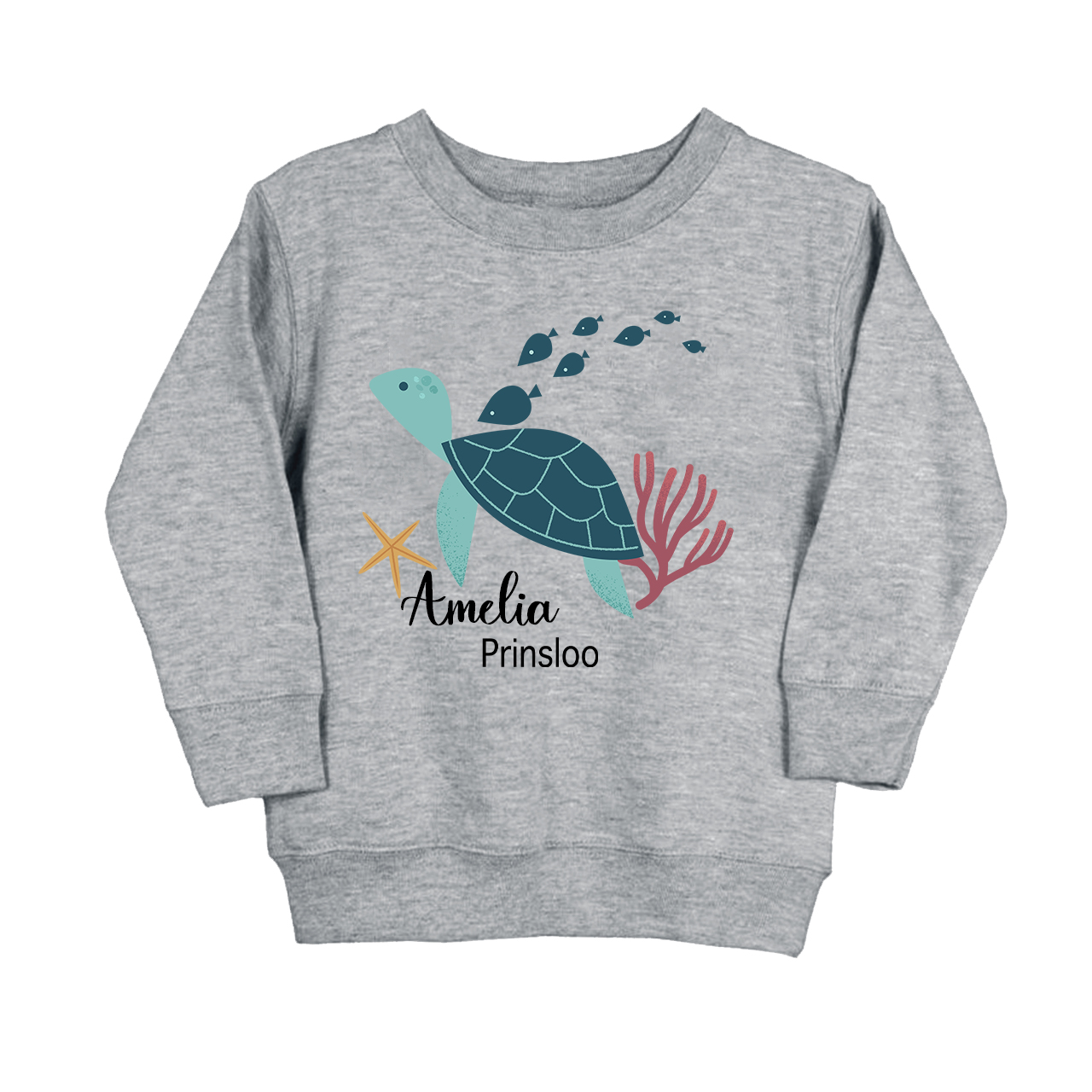 Personalized Turtle And Starfish Kids Sweatshirt