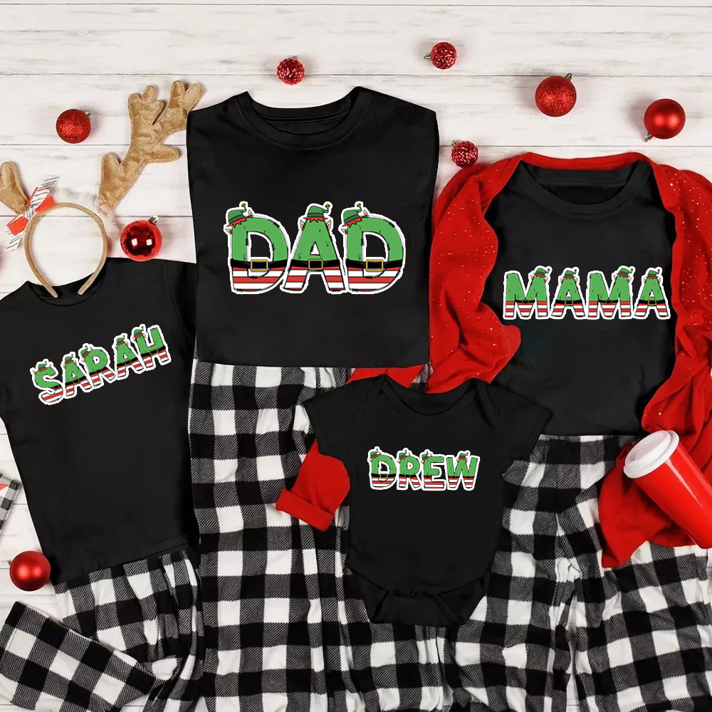 Christmas Elf Doodle Family Matching Shirt
