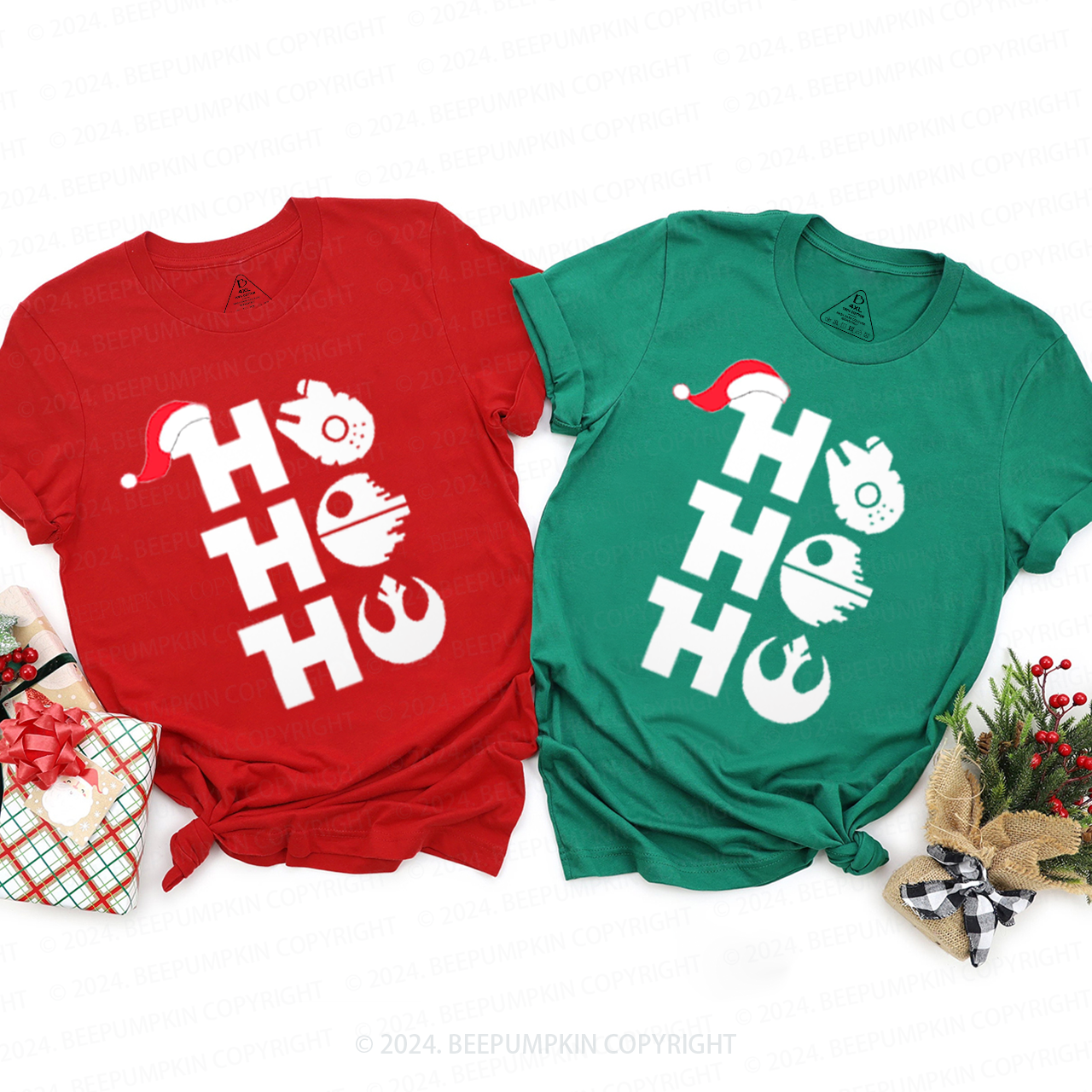 Retro Ho Ho Ho Christmas Matching T-Shirts