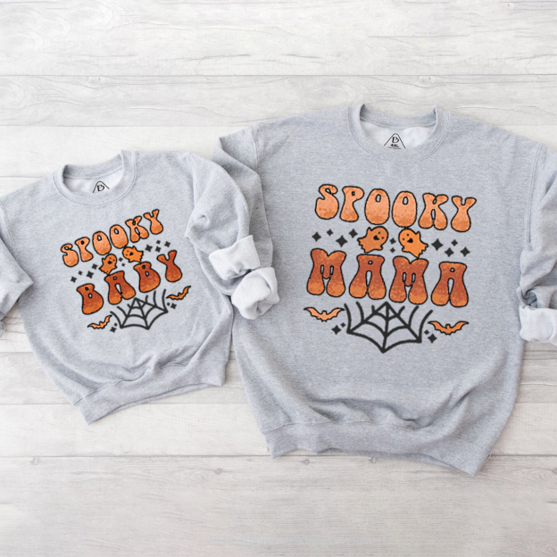 Personalized Retro Halloween Spooky Family Matching Sweatshirt