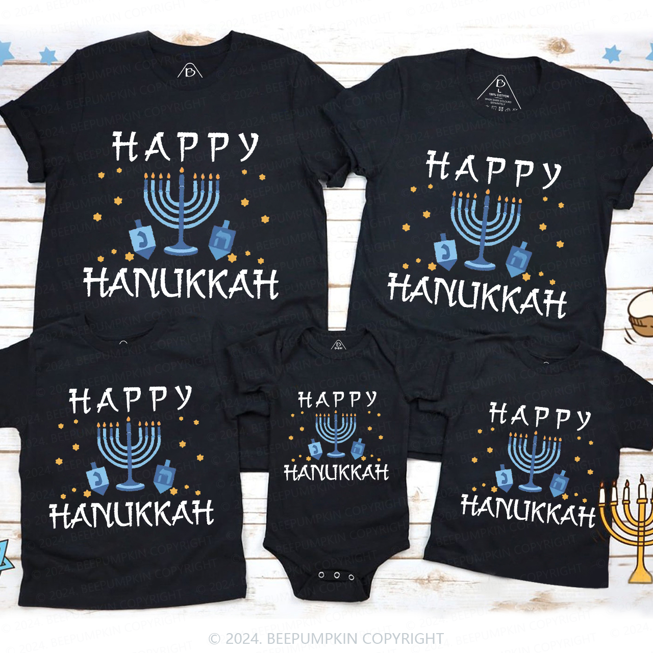 Happy Hanukkah Warmth by Candlelight Family T-Shirts Beepumpkin