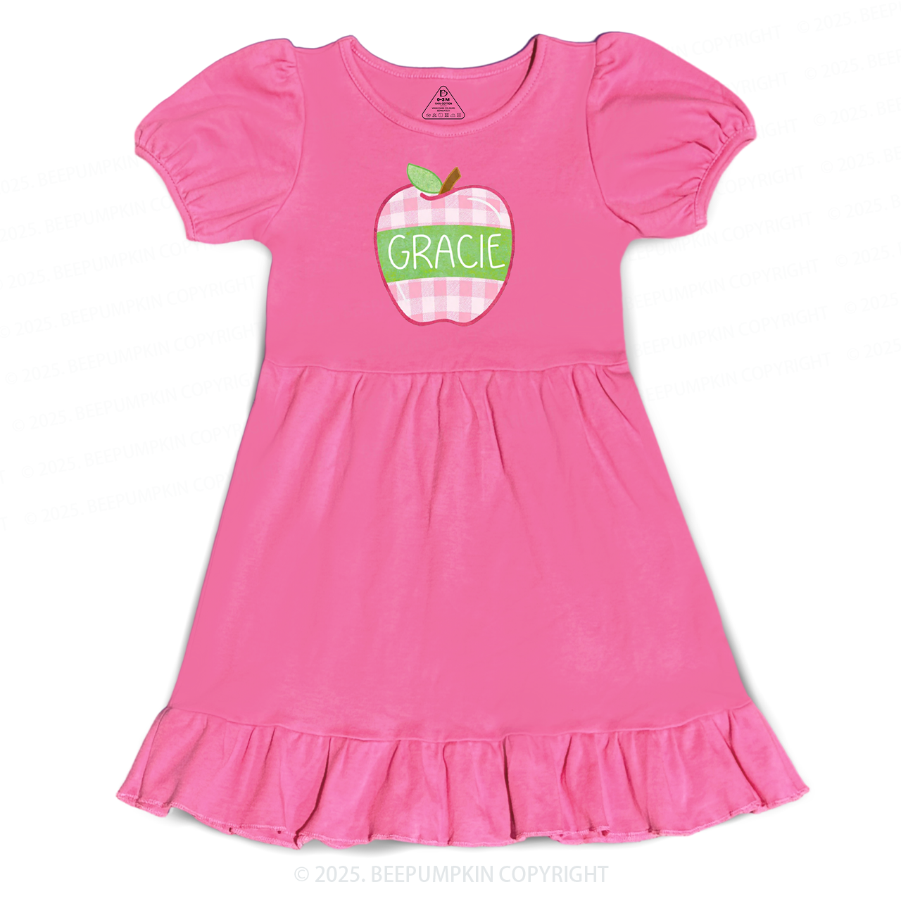 Personalized Plaid Apple Series Toddler&Kid's Ruffle Dress Beepumpkin 